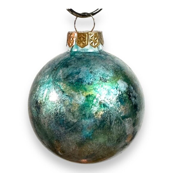 Hand Painted Christmas Glass Ball Ornament New Unique Alcohol Ink Translucent - Picture 1 of 11